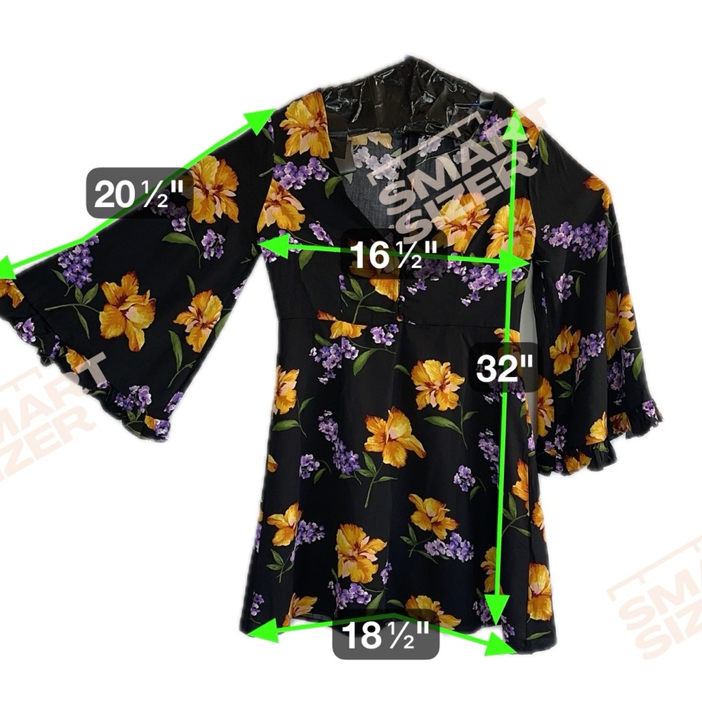 Forever 21 Black Dress with Yellow and Purple Floral - Picture 15 of 16